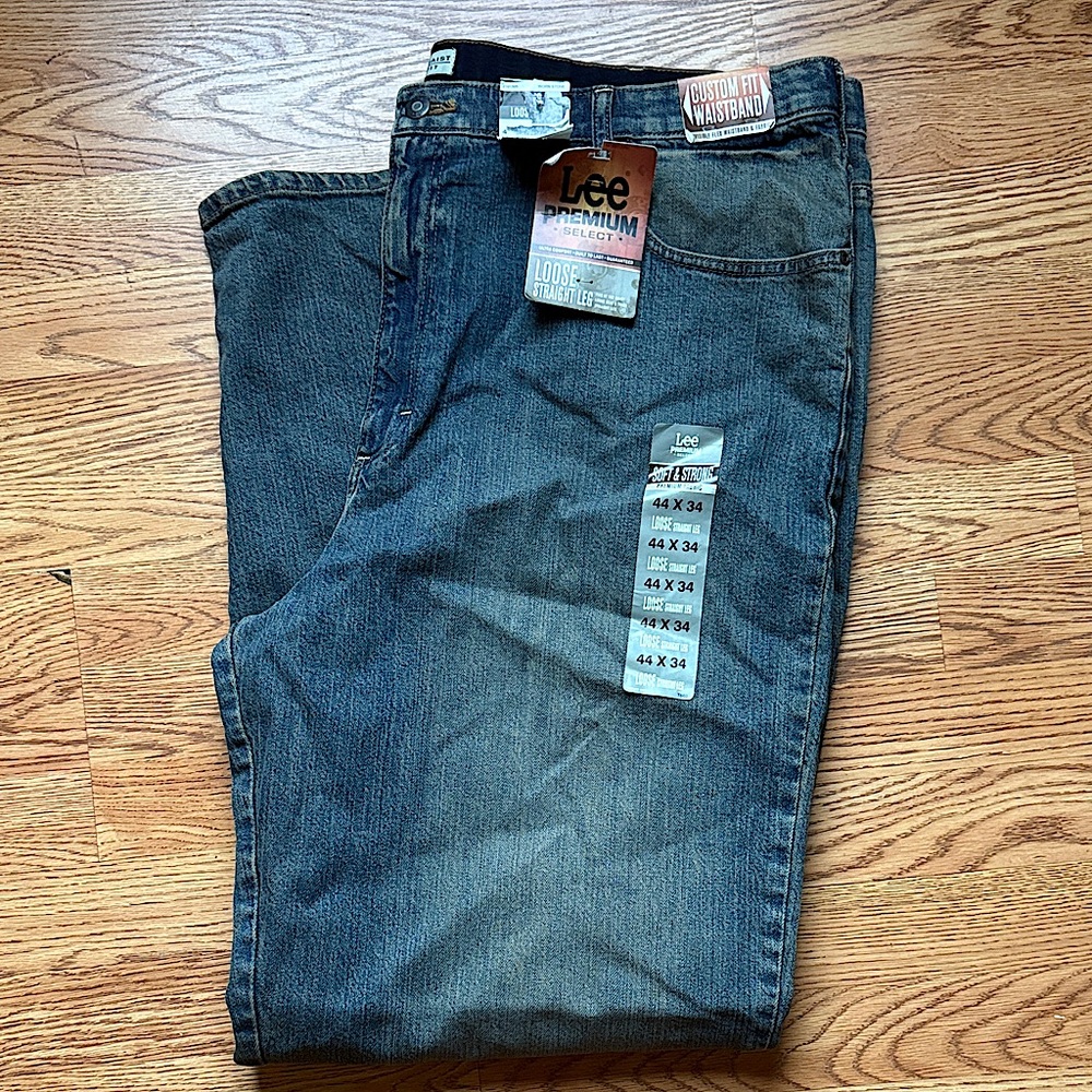 Lee Men's Loose Fit Blue Jeans 44x34